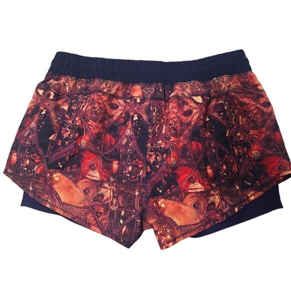 Calia by Carrie Underwood 2 in 1 Lined‎ Run Shorts Sand Mandala Brown Navy Large - Picture 3 of 8
